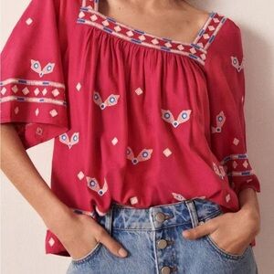 BA&SH Jay Embroidered Pink Women's Top M